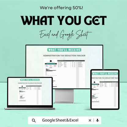 50% OFF - Administration Tax Deduction Tracker Sheet - Excel & Google Sheets | Manage Tax Deductions and Expenses | Tax Filing Template |
