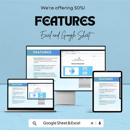 New Business Start Up Costs Sheet - Google Sheets | Startup Budget Planner | Investment & Expense Tracker | Business Planning Template |