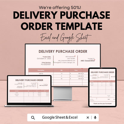 Delivery Purchase Order Template | Business Purchase Form | Editable Order Sheet | Expense Tracker for Small Business