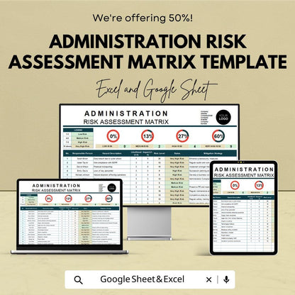 Administration Risk Assessment Matrix Template | Risk Evaluation, Prioritization, and Management Tool | Business Risk Matrix