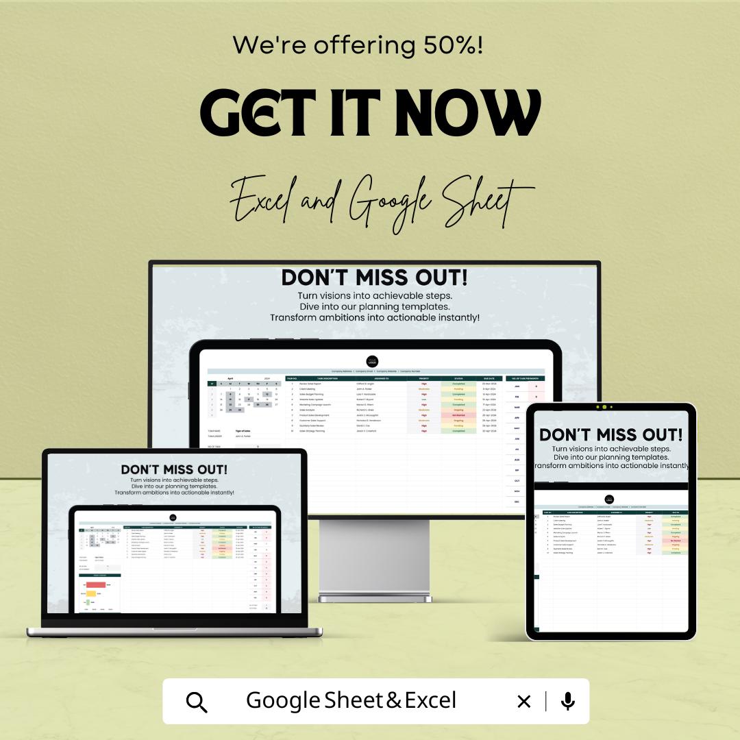 Startup Task Assignment and Tracking Template | Excel & Google Sheets Task Manager | Project Task Tracker Spreadsheet