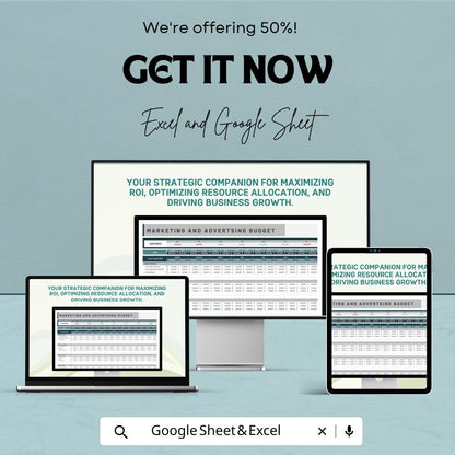 Marketing and Advertising Budget Sheet | Excel and Google Sheets Template | ROI Tracking & Campaign Management