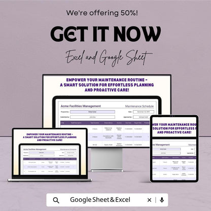 Maintenance Schedule Template | Maintenance Planner Spreadsheet | Equipment Maintenance Log