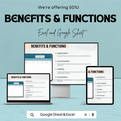 Issue Tracking Spreadsheet Template | Bug Tracker Log | Project Issue Tracker | Issue Management Template | Task and Problem Tracking Tool