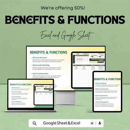 Marketing Event Partnership Outreach Tracker Template | Event Partner Outreach Log |  Partnership Management Template