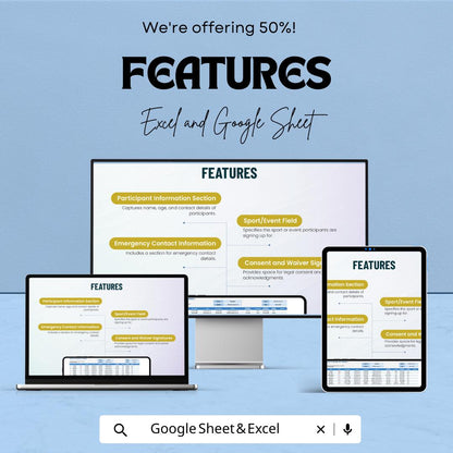 Sports Sign Up Sheet – Excel & Google Sheet Template for Event Registration | Customizable Sports Participant Tracker