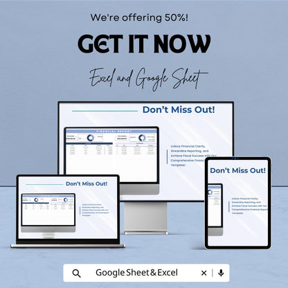 Financial Report Sheet Template | Excel & Google Sheets | Income and Expense Tracker, Financial Dashboard, Business Reporting Tool