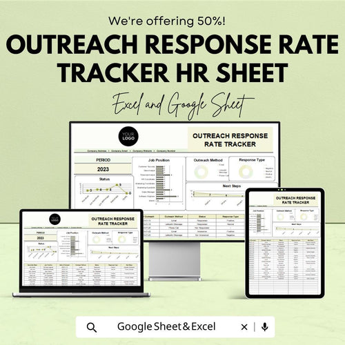 Outreach Response Rate Tracker HR Sheet | Excel and Google Sheets Template | HR Dashboard & Analytics Tracker