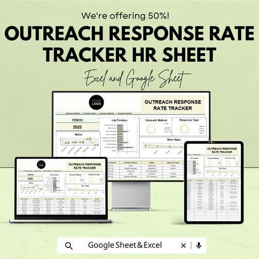 Outreach Response Rate Tracker HR Sheet | Excel and Google Sheets Template | HR Dashboard & Analytics Tracker