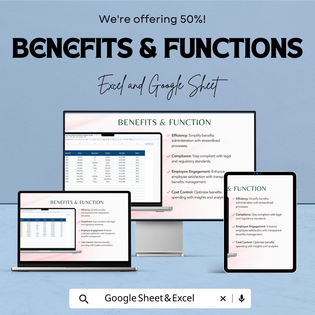 Legal Employment & Labor Benefits Administration Dashboard Template, HR Benefits Tracker, Employee Benefits Dashboard