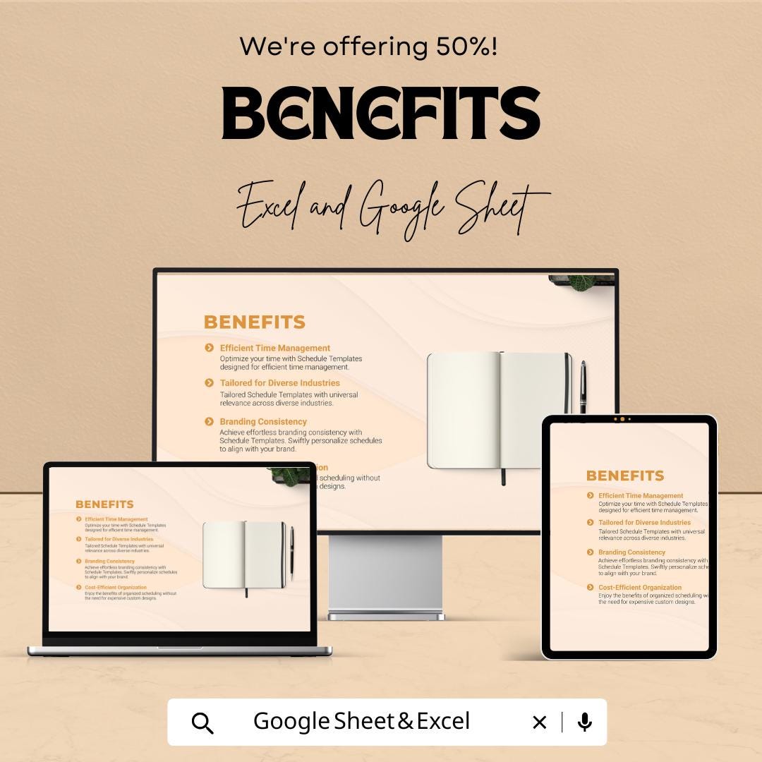 Look Ahead Schedule Sheet – Excel and Google Sheet Template | Task & Time Management Planner | 50% Off