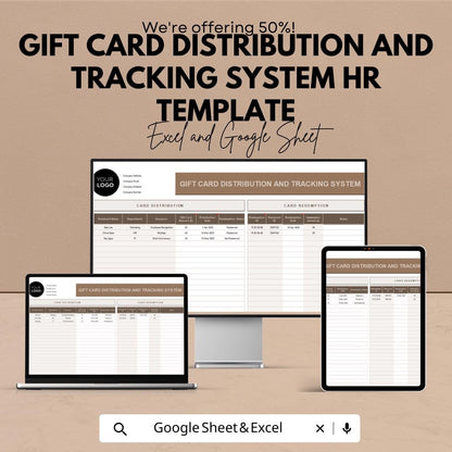 Gift Card Distribution & Tracking System HR Template | Excel and Google Sheets | Employee Rewards and Incentive Tracker