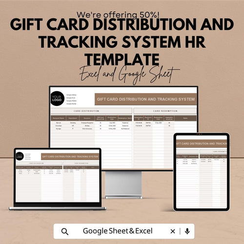 Gift Card Distribution & Tracking System HR Template | Excel and Google Sheets | Employee Rewards and Incentive Tracker