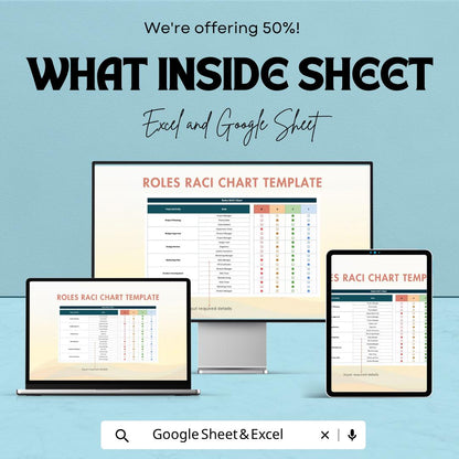 RACI Matrix Template | Roles Responsibility Chart | Project Management Tool | RACI Chart Spreadsheet | Team Roles Tracker