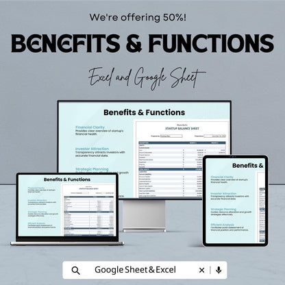 Startup Balance Sheet – Editable Google Sheet & Excel Template | Business Financial Statement | Asset Liability Equity Tracker