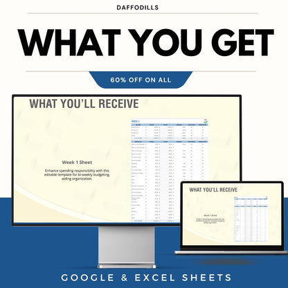 Bi-Weekly Budget Template, Biweekly Budget Planner, Expense Tracker Spreadsheet, Google Sheets Excel Budget