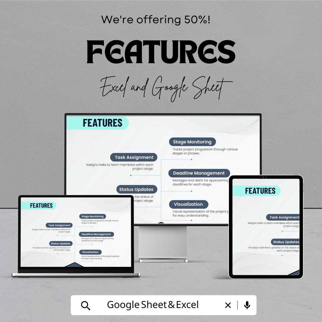 Project Pipeline Tracker Template | Project Management Spreadsheet | Task & Progress Tracker sheet | Project Status Dashboard