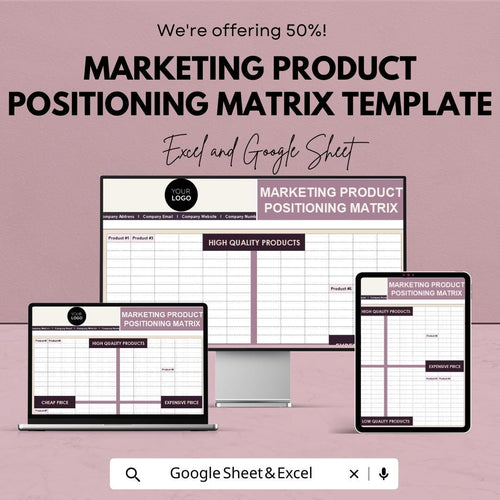 Marketing Product Positioning Matrix Template | Product Positioning Map | Marketing Strategy Tool | Value Proposition Planner