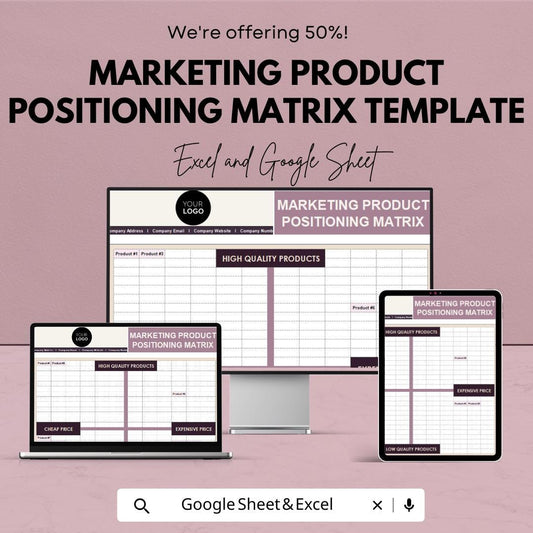 Marketing Product Positioning Matrix Template | Product Positioning Map | Marketing Strategy Tool | Value Proposition Planner