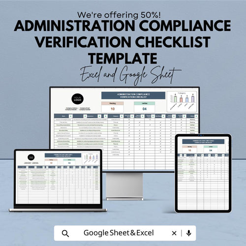 Administration Compliance Verification Checklist Template | Regulatory Compliance Tracker |  Audit Verification Tool