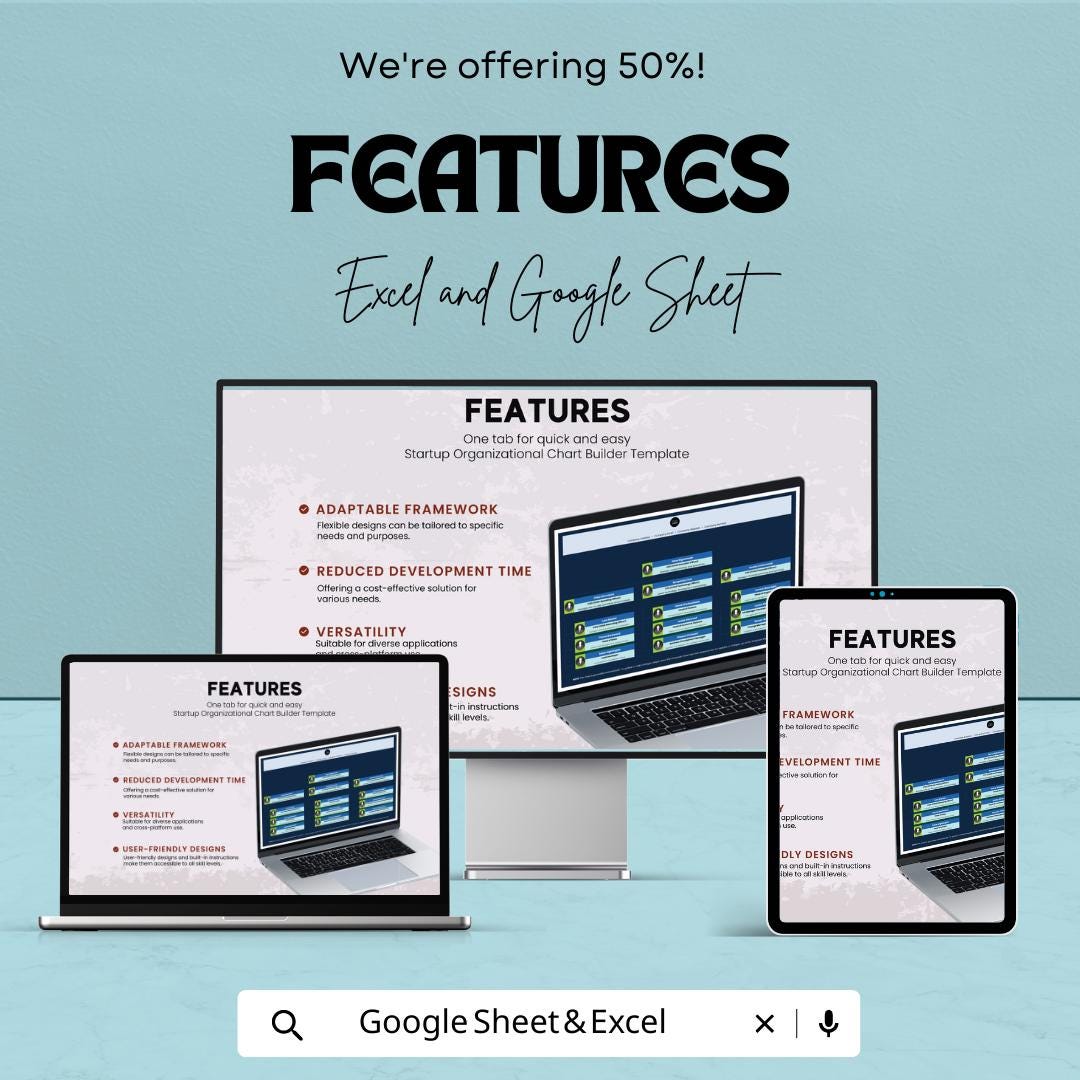 Startup Organizational Chart Builder Template | Team Structure Planner | Company Hierarchy Chart | Business Organization Chart