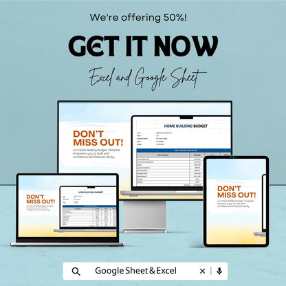 Home Building Budget Template | Construction Budget Planner Excel & Google Sheets | House Build Cost Tracker | Building Expense Spreadsheet