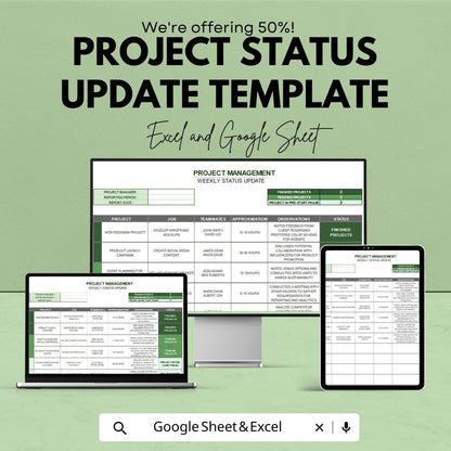 Project Status Update Template | Weekly Project Report | Project Tracking Spreadsheet | Project Manager Report Template
