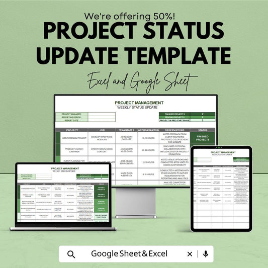 Project Status Update Template | Weekly Project Report | Project Tracking Spreadsheet | Project Manager Report Template