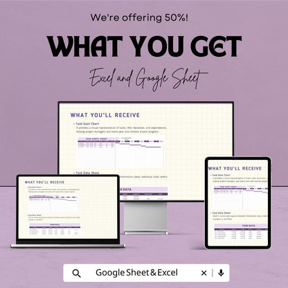 Task Gantt Chart Template | Project Planning and Management | Google Sheet | Timeline Visualization | Task Tracker | Project Schedule