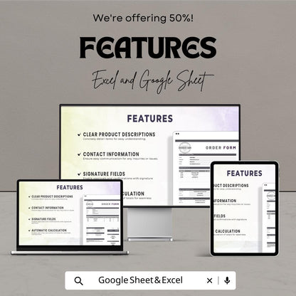 Order Forms for Small Business | Excel and Google Sheet Template | Streamline Your Orders & Boost Efficiency