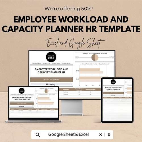 Employee Workload Planner Template | Capacity Planner | Workforce Planning Spreadsheet | Team Management Tool | Resource Planner