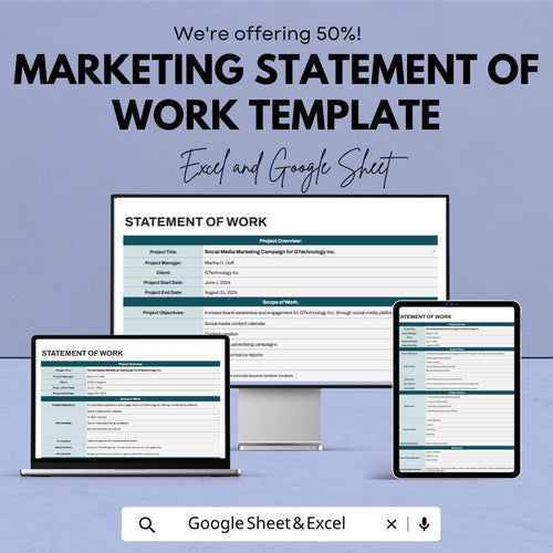 Marketing Statement of Work Template | Marketing SOW Template | Scope of Work Template | Project Planning Template