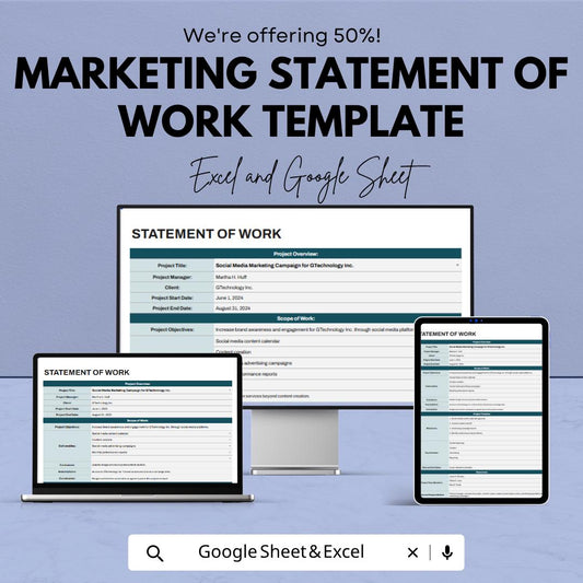Marketing Statement of Work Template | Marketing SOW Template | Scope of Work Template | Project Planning Template