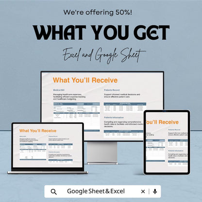 Medical Bill Template Excel Google Sheets | Healthcare Expense Tracker | Patient Billing Spreadsheet | Medical Invoice Template |
