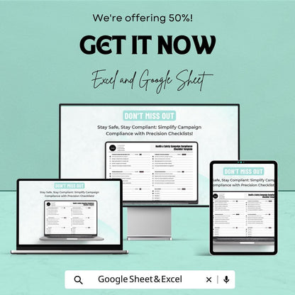 Health and Safety Compliance Checklist, Safety Campaign Tracker, Workplace Safety Template, OSHA Checklist, Google Sheets & Excel