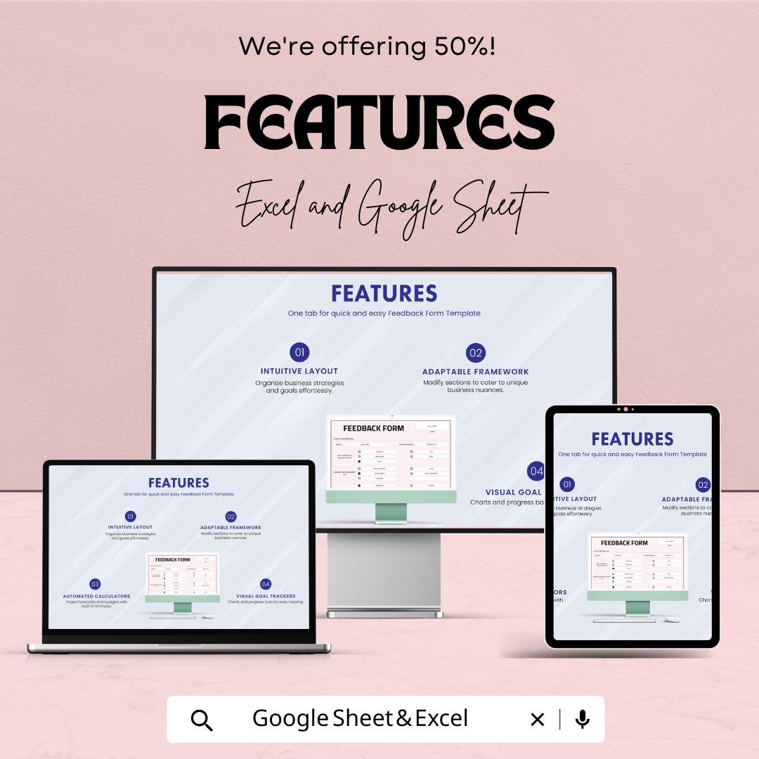 Feedback Form Sheet - Customizable Excel & Google Sheet Template for Easy Feedback Collection