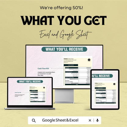IT ROI Calculator Template, Return on Investment Spreadsheet, Tech Investment Tracker, Business ROI Calculator, Excel Google Sheets
