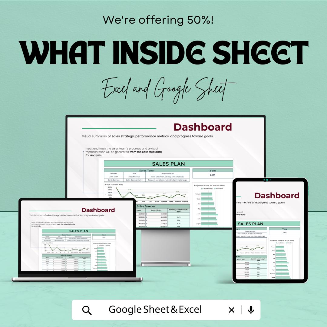 Sales Plan Template | Sales Forecast Dashboard | Sales Team Planning Template | Revenue Planning Spreadsheet