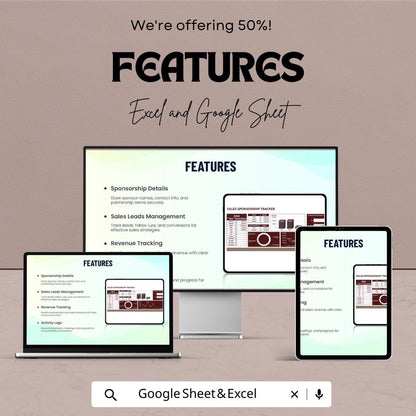 Sales Sponsorship Tracker Template | Excel and Google Sheets Sponsorship Management Dashboard | Revenue & Sales Tracker