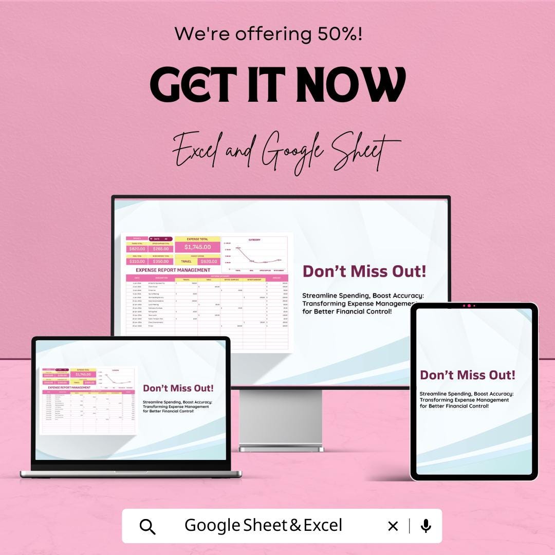 Expense Report Management Sheet - Automated Excel & Google Sheet Template for Accurate Expense Tracking