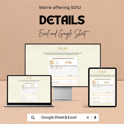 Expense Reimbursement Template | Expense Claim Form | Employee Expense Tracker | Excel and Google Sheets Reimbursement Tracker