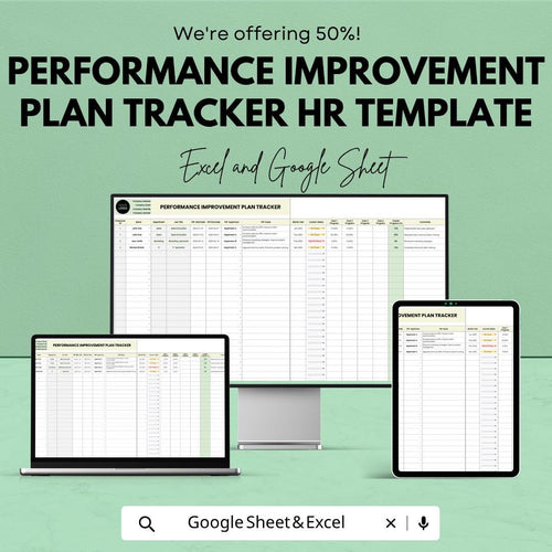 Performance Improvement Plan Template | HR Tracker Spreadsheet | Employee Performance Tracker | HR Management Tool