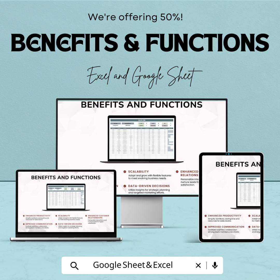 Sales CRM Template | Customer Relationship Manager | Sales Pipeline Tracker | Lead Management Spreadsheet | Excel & Google Sheets