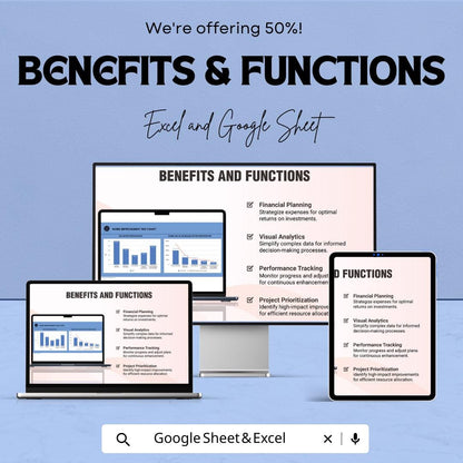Home Improvement ROI Chart Sheet for Excel & Google Sheets - 50% Off - Track Your Renovation Returns