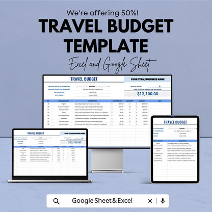 Travel Budget Template | Excel & Google Sheets Travel Planner | Vacation Expense Tracker | Trip Budget Spreadsheet