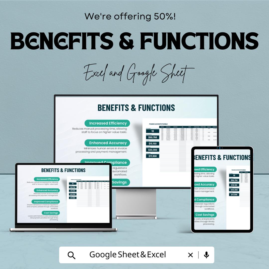 Finance Accounts Payable Automation Template | Invoice Tracking Spreadsheet | Vendor Management Template | Payment Schedule Sheet