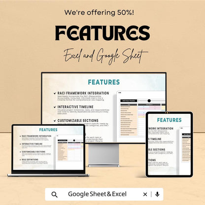 RACI Chart Timeline Sheet | Excel and Google Sheets Template | Project Management, Task Assignment & Team Collaboration | Instant Download
