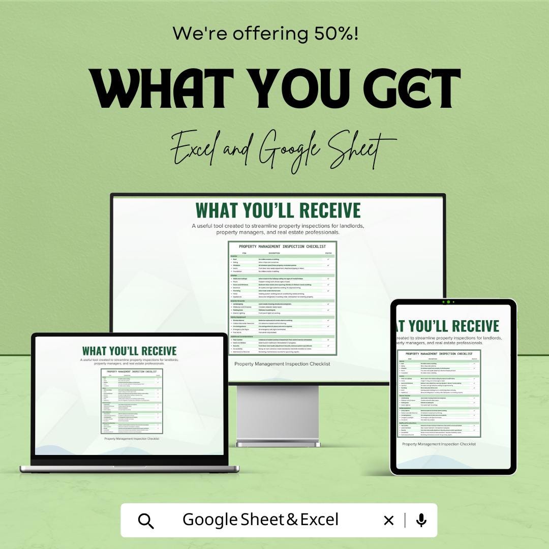 Property Management Inspection Checklist Sheet | Google Sheets Template | Property Inspection, Maintenance & Tenant Satisfaction |