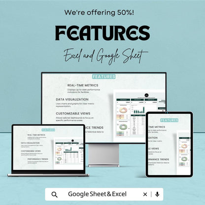 Facility Management Dashboard Template | Operations Performance Dashboard | Maintenance KPI Tracker | Excel & Google Sheets