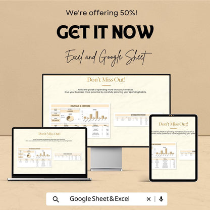 Revenue & Expense Template | Monthly Income Expense Tracker | Budget Dashboard | Excel and Google Sheets